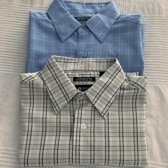 Haggar Men’s Luxury Microfibre Button Up Short Sleeve BUNDLE OF 2 - Picture 1 of 12